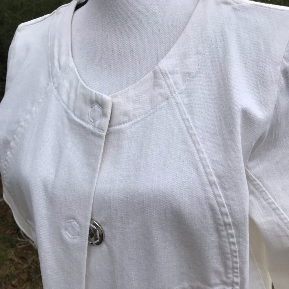 Apostrophe Denim Stretch White Jean Jacket Size 12 - Picture 8 of 9